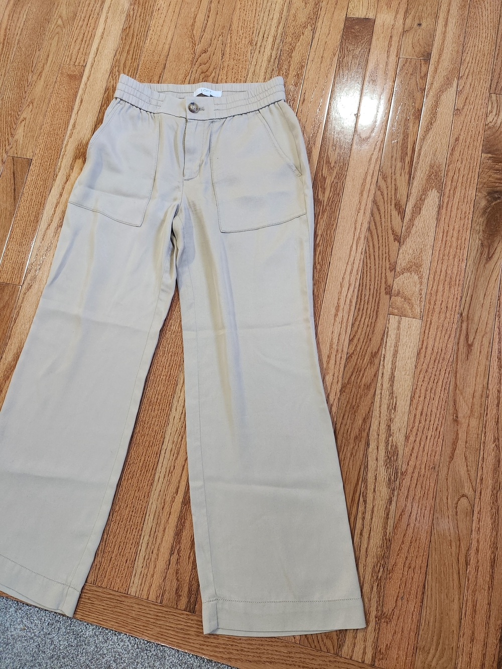 LOFT Beige Wide-Leg Chino Pants